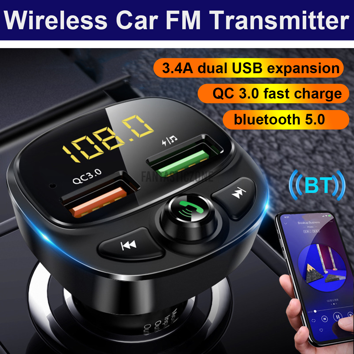 Thiết Bị Phát Tín Hiệu Bluetooth 5.0 12v-24v Cho Xe Hơi