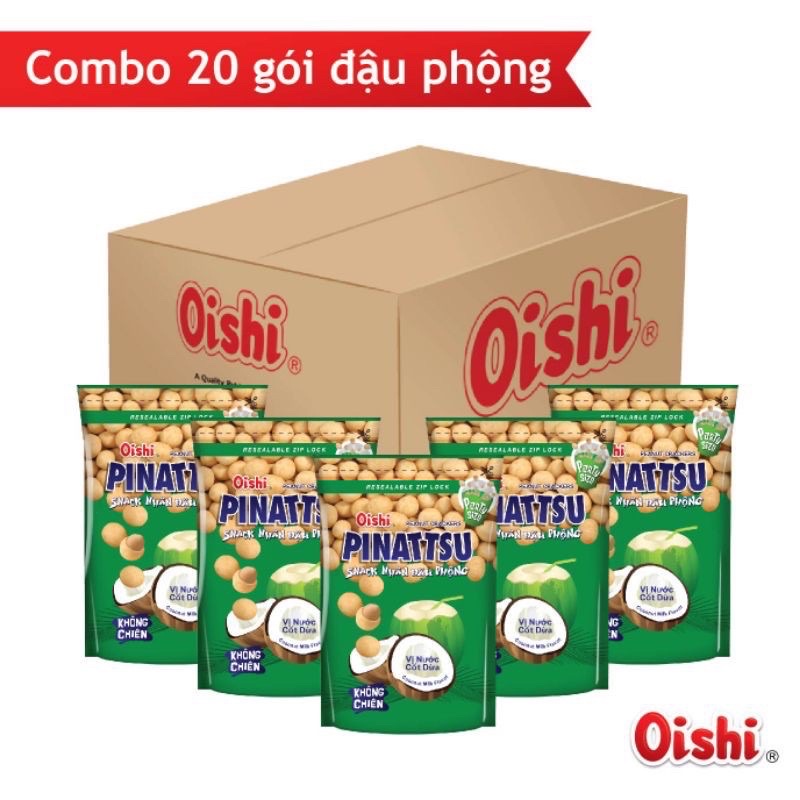 Thùng 20 gói đậu phộng pinattsu Oishi gói 85g đủ vị