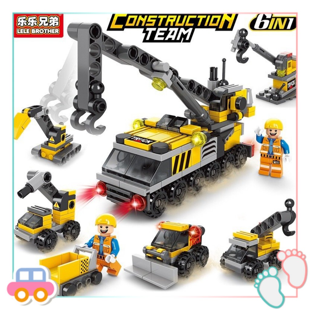 Đồ chơi Lego city giá rẻ 6 trong 1 nhiều chủ đề, mô hình lắp ghép lele brother 138 - 152 chi tiết cho bé sáng tạo