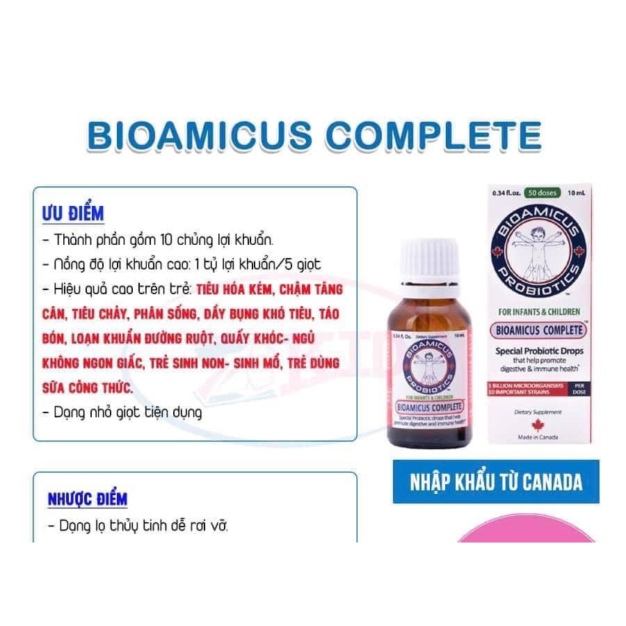 Men vi sinh cho bé, Men vi sinh 10 chủng BioAmicus Complete 10ml giúp bé tiêu hóa tốt, ăn ngon_Chính hãng