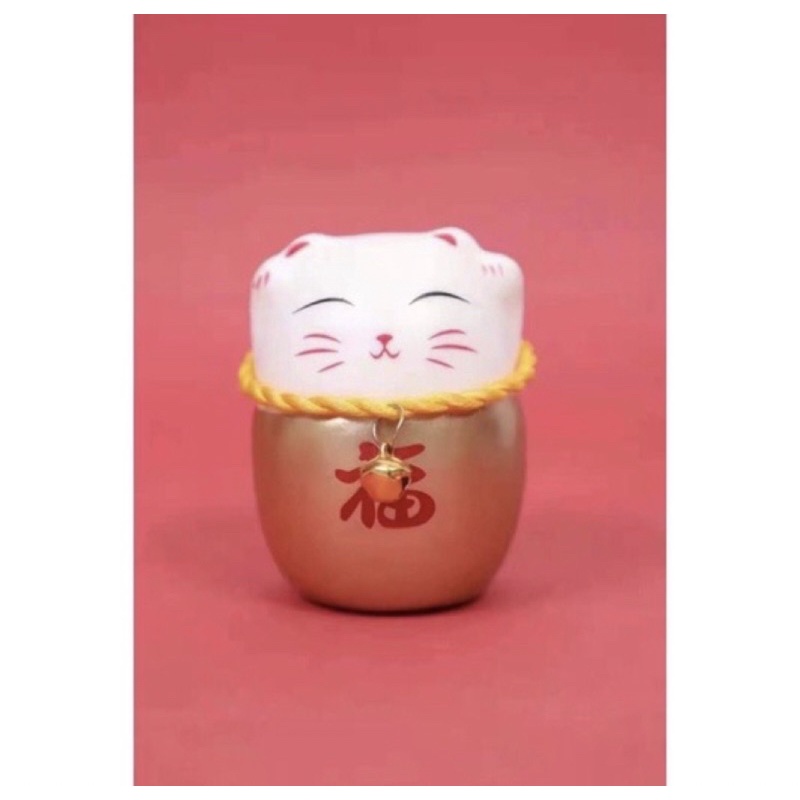 Mèo mai mắn trang trì bình đông đào ngày tết