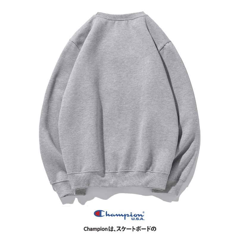 Áo Sweater Cotton Phối Nhung Thêu Chữ Champion Cá Tính Cho Nam Nữ