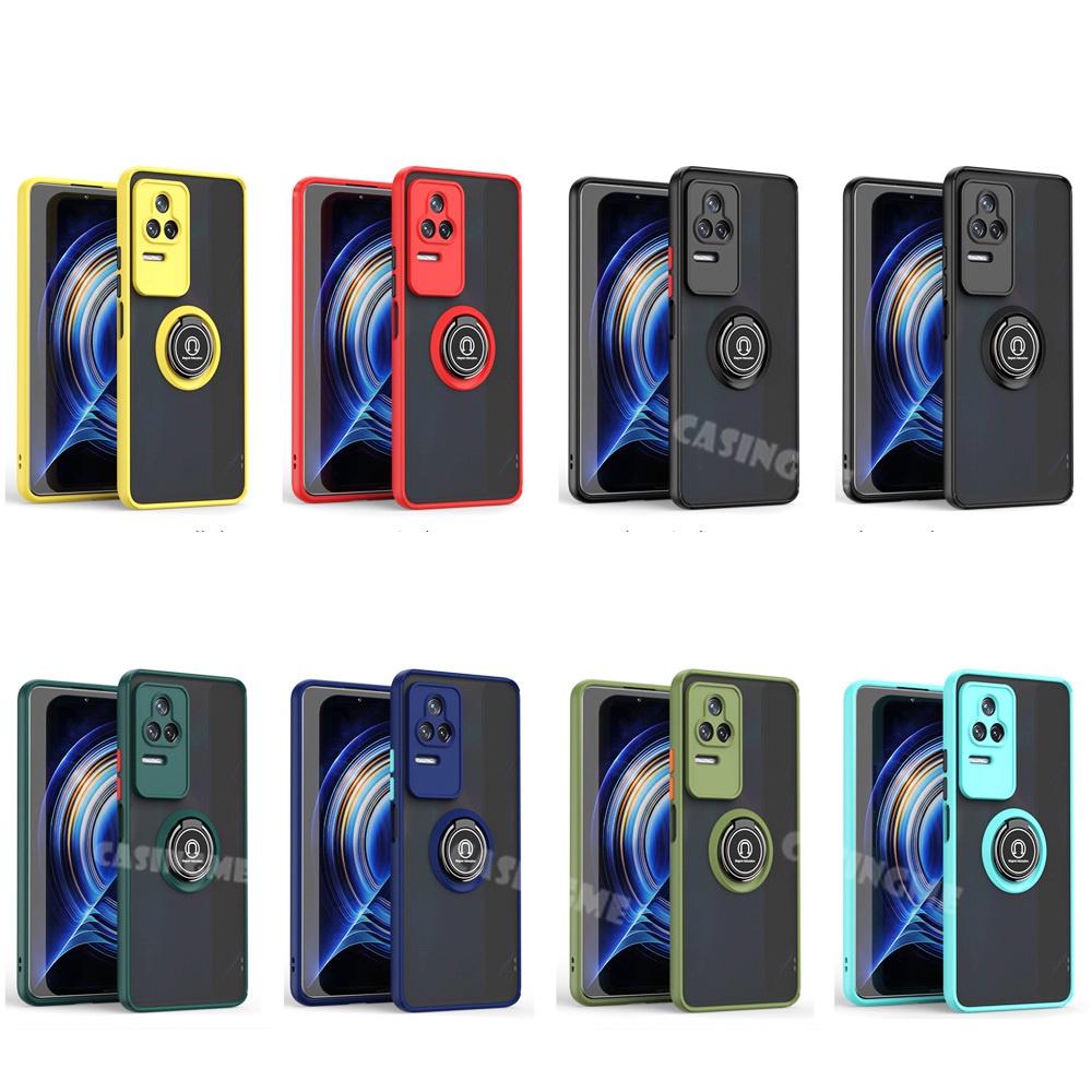Ốp Điện Thoại Nhám Trong Suốt Chống Sốc Có Vòng Đỡ Nam Châm Thời Trang Cho Xiaomi POCO F4 Redmi K40S K50 Pro