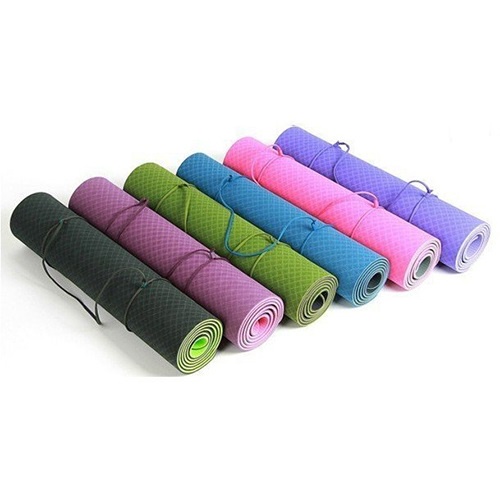 Thảm tập Yoga 2 lớp TPE dày 6mm, thảm tập Gym chống trơn trượt và không thấm mồ hôi