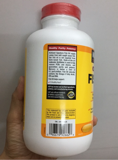 Viên Uống Fish Oil Dầu Cá Kirkland 400 Viên của Mỹ
