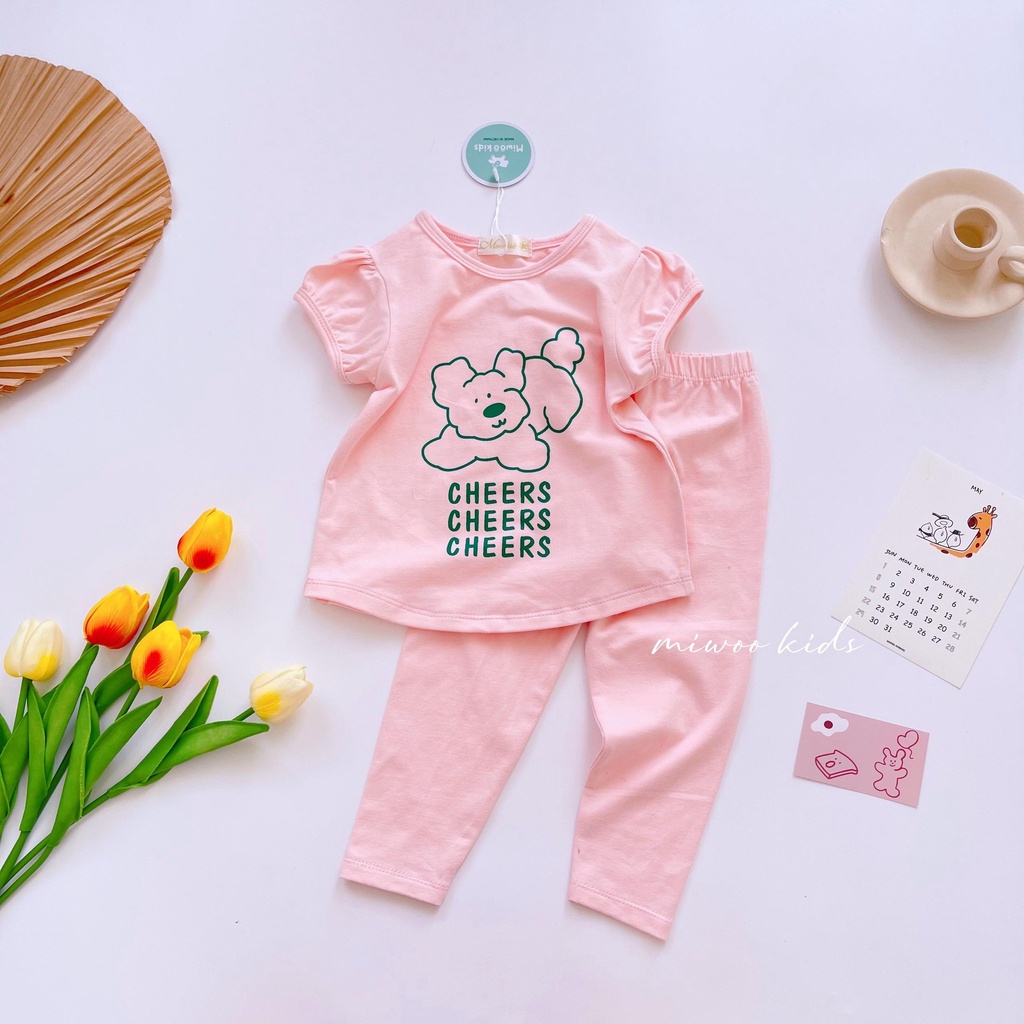 đồ bộ bé gái thun cotton tay cộc quần dài đi học đi chơi họa tiết ngộ nghĩnh Shushibaby