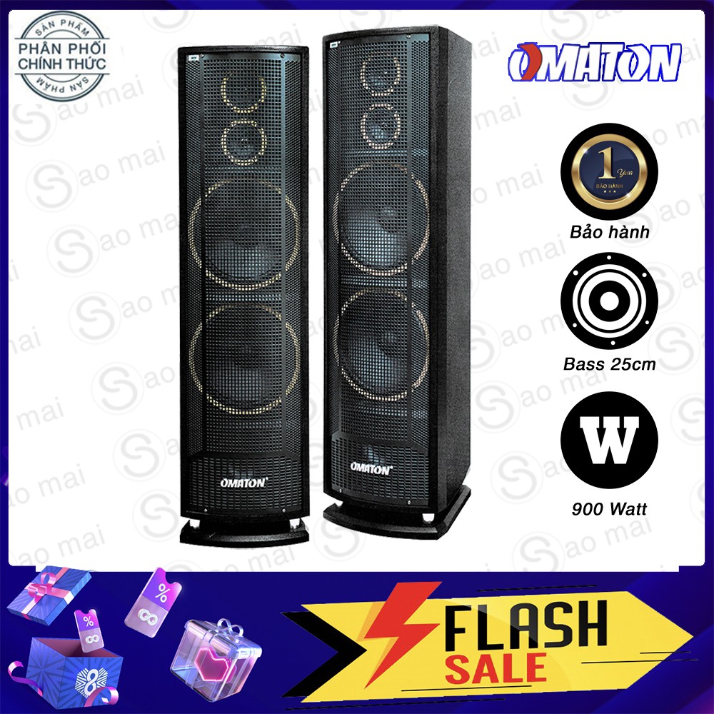 Loa Đứng, Loa Cây KaraOke Nghe Nhạc Hàng Cao Cấp Omaton P-8300 Bass từ đôi 25cm từ đôi lực mạnh, Treble dome