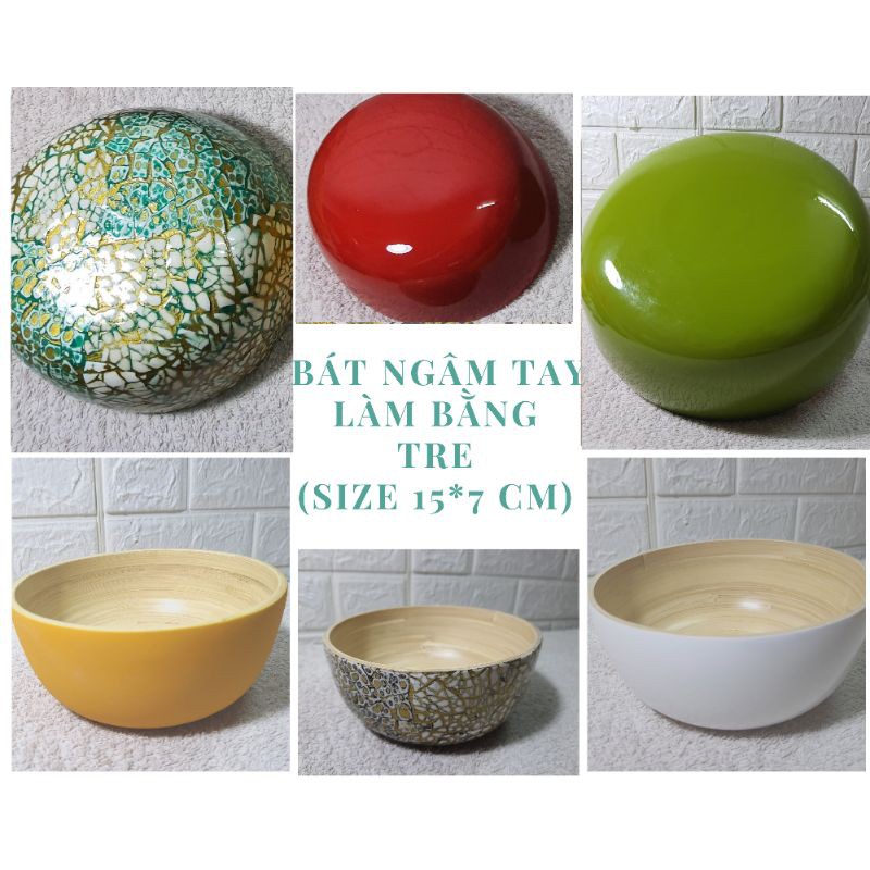Bát ngâm tay làm bằng tre dành cho tiệm nail. Rộng 15cm sâu 7cm.