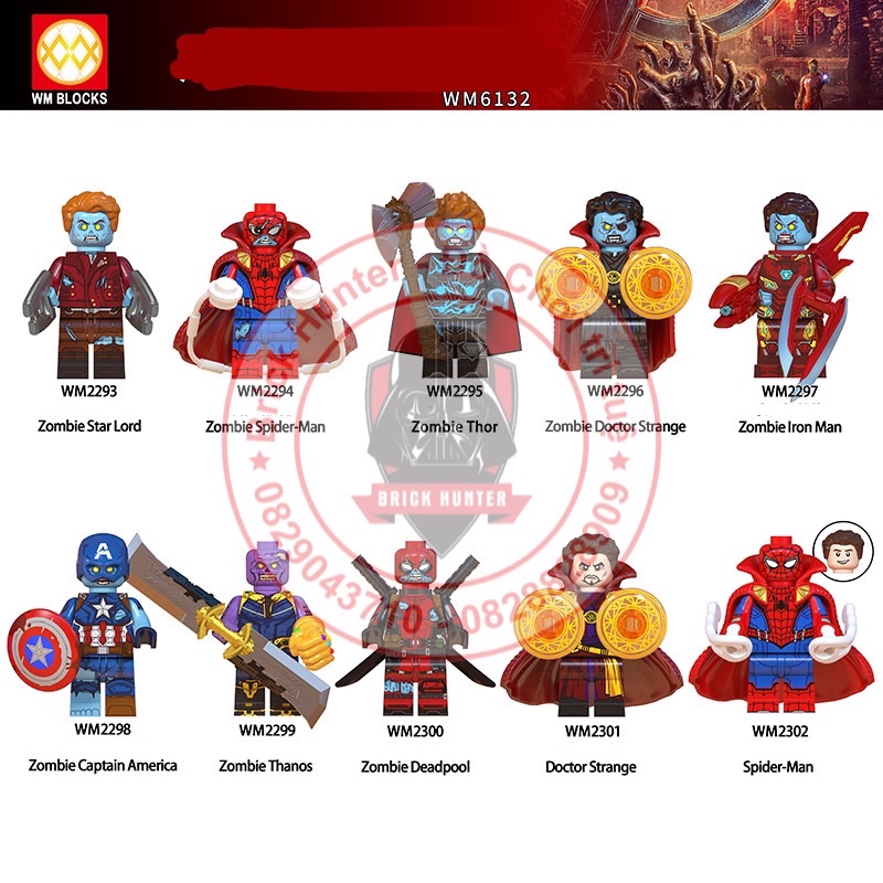 Xếp hình Marvel Super heroes What if mô hình siêu anh hùng phiên bản Zombie WM 6132
