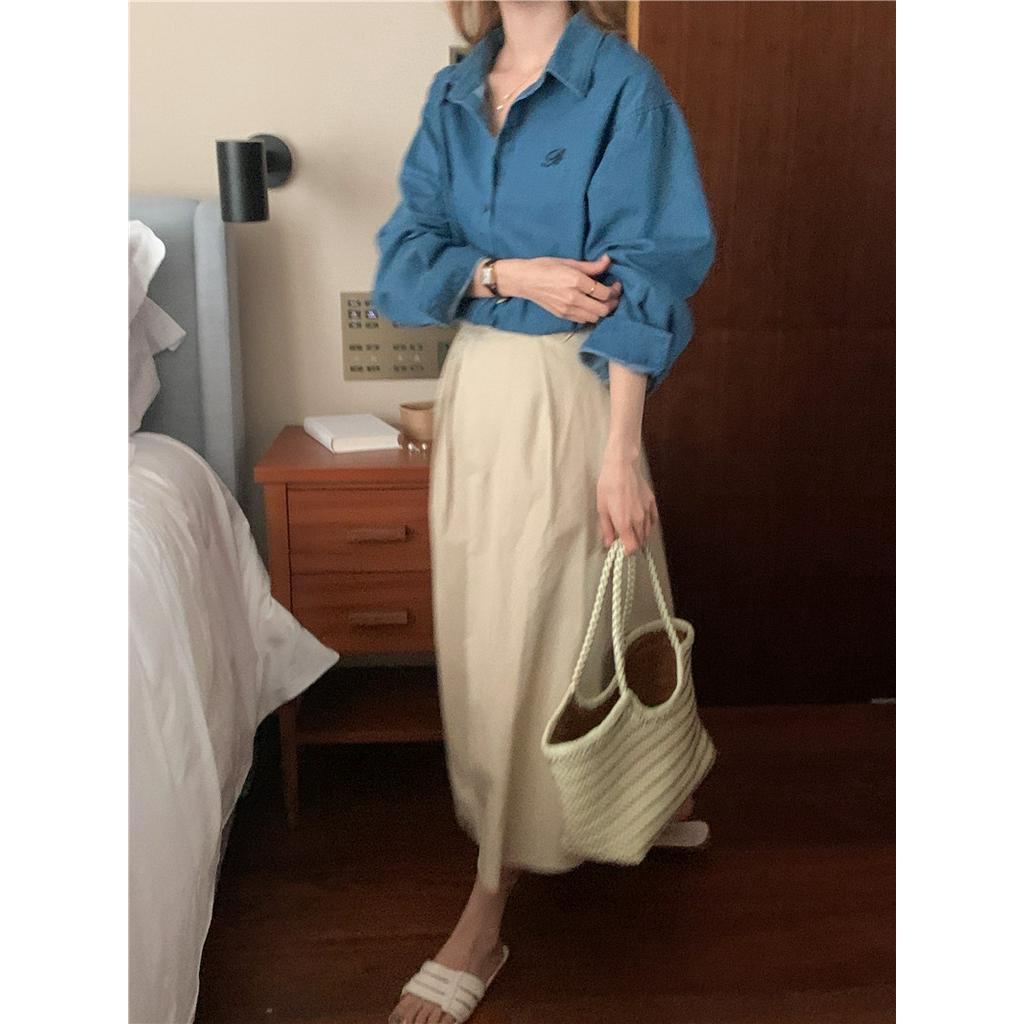 67683 Áo Sơ Mi Dài Tay denim Cổ Điển Đơn Giản