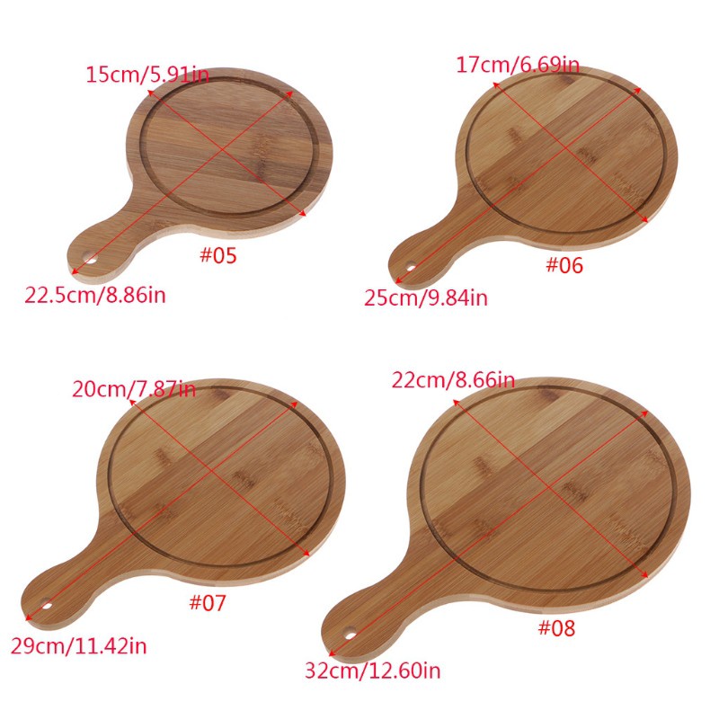 Khay Gỗ Tròn Có 4 Kích Cỡ Dùng Để Làm Bánh Pizza