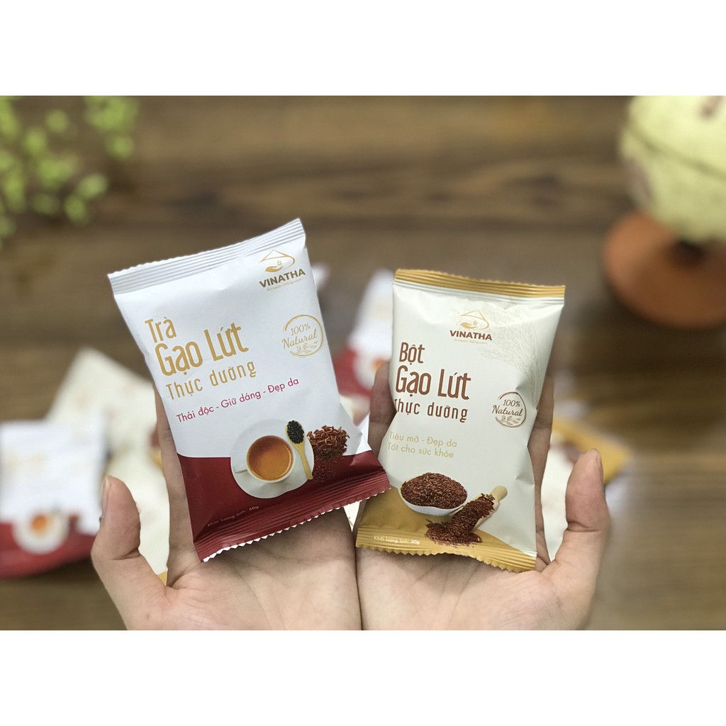Combo Bột gạo lứt thực dưỡng (21 túi nhỏ 40g) + Trà gạo lứt VINATHA (10 túi nhỏ 50g) -Tiêu mỡ, đẹp da cải thiện sức khỏe | BigBuy360 - bigbuy360.vn
