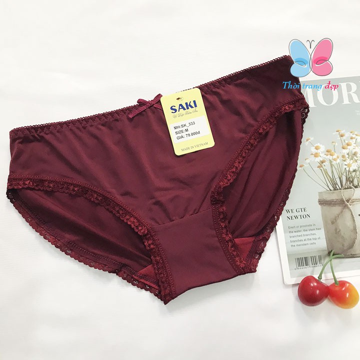 QUẦN LÓT NỮ THUN LẠNH PHỐI REN MỀM MỊN KHÔNG CẤN SAKI - QL333