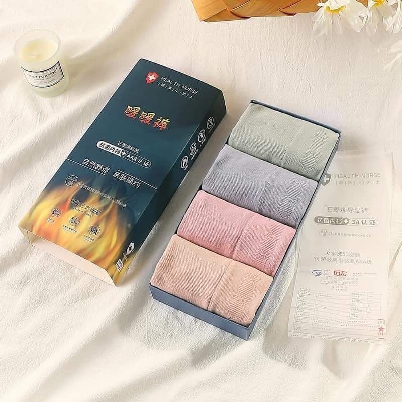 Hộp 4 quần lót nữ xuất Nhật nâng mông kháng khuẩn 100%cottong mềm, co dãn, thấm hút size 45-55kg