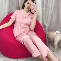 Bộ ngủ lụa Nohk cao cấp hồng baby