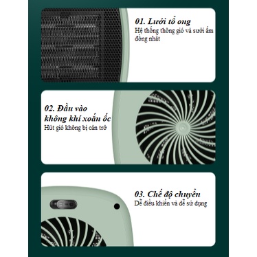 Máy sưởi mini để bàn , máy sưởi gốm ceramic PTC làm ấm không khí công suất 800W