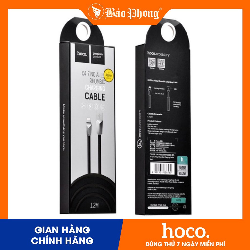 Dây cáp sạc HOCO X4 độ dài 1.2M Dành cho iP 5 5s 6 6s 7 8 Plus X Xs 11 12 Pro Max