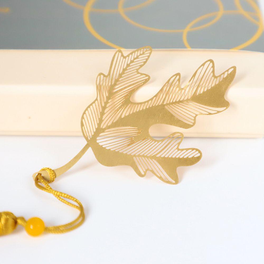 PISTA Kẹp Sách Bằng Kim Loại Hình Chiếc Lá Phối Tua Rua Sáng Tạo