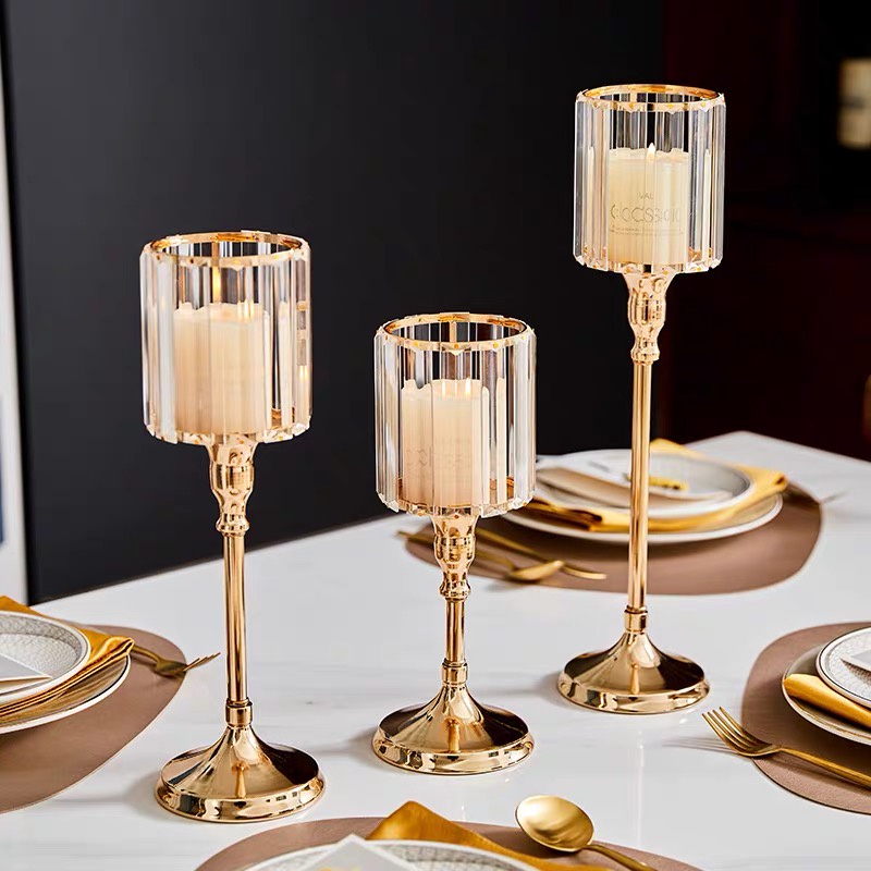 Bộ  chân nến pha lê trang trí decor đám cưới , sinh nhật
