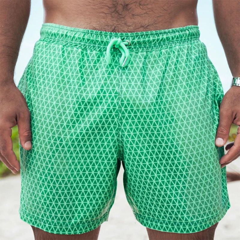 Quần Bơi Ngắn Họa Tiết Hình Thoi Thay Đổi Màu Sắc Dành Cho Nam