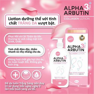 Dưỡng Thể Trắng Da Alpha Arbutin Collagen Lotion 3+ Plus 500ml – Thái Lan