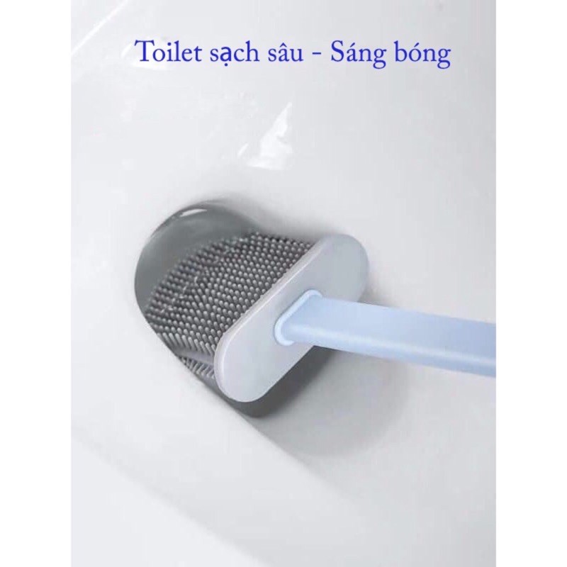 Bàn chải cọ bồn cầu tolet silicon đánh bay mọi vết bẩn góc khuất sáng bóng tích tắc