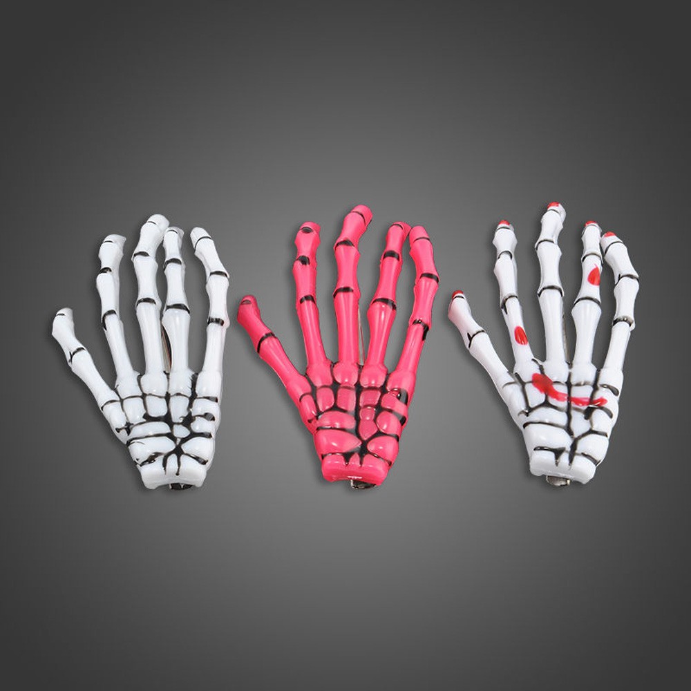 Set 2 kẹp tóc hình bàn tay xương người phong cách Halloween