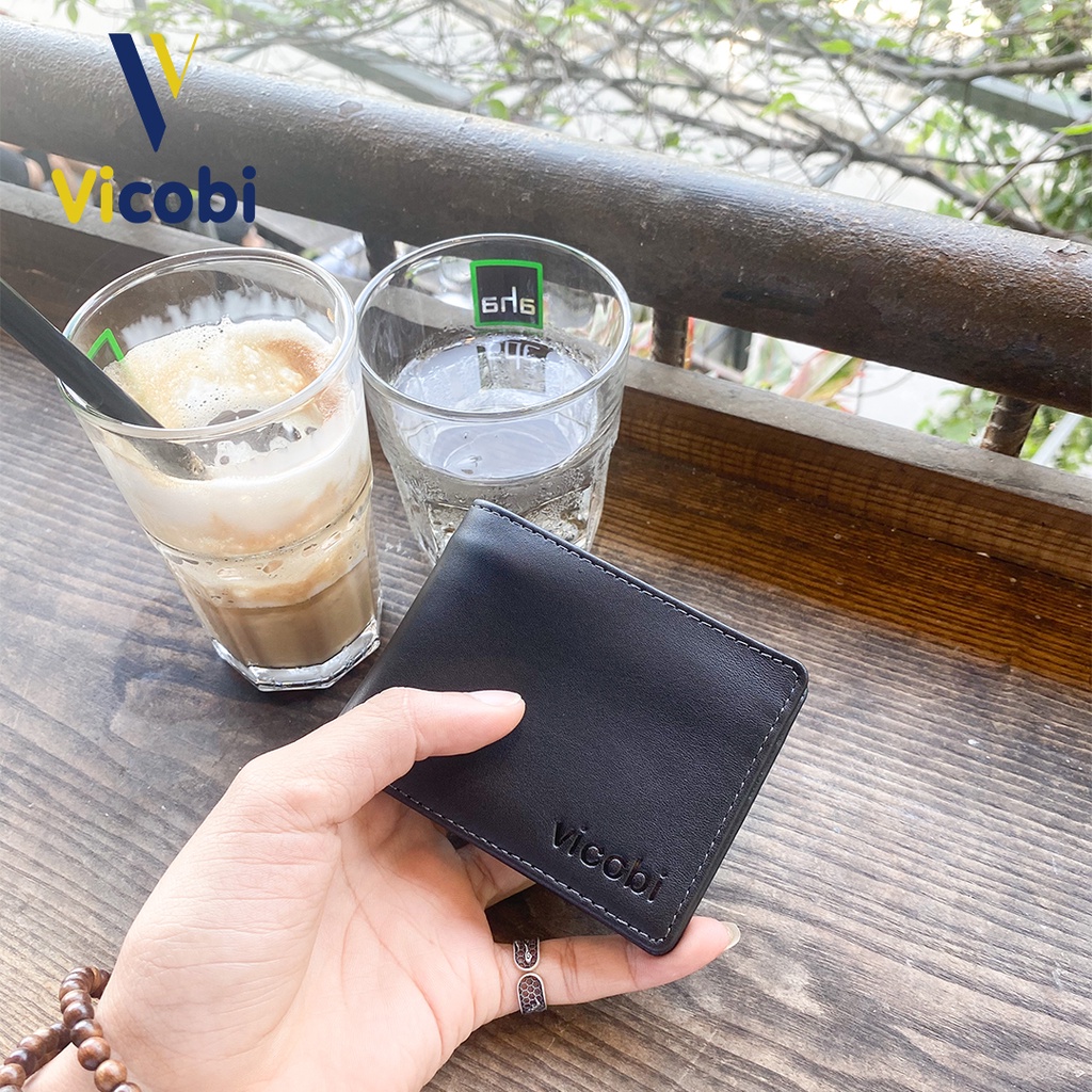 Ví mini ngang Da Bò Vicobi M6 - đựng thẻ cực nhỏ gọn 8cm x10,5cm