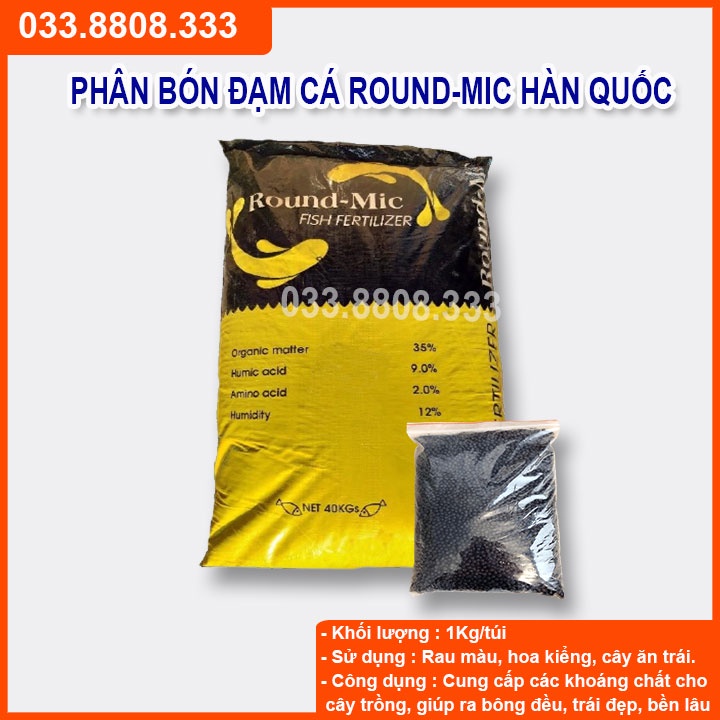 3KG Phân Bón Đạm Cá Hữu Cơ Hàn Quốc Round-Mic chuyên dùng cho hoa cây cảnh cây ăn quả