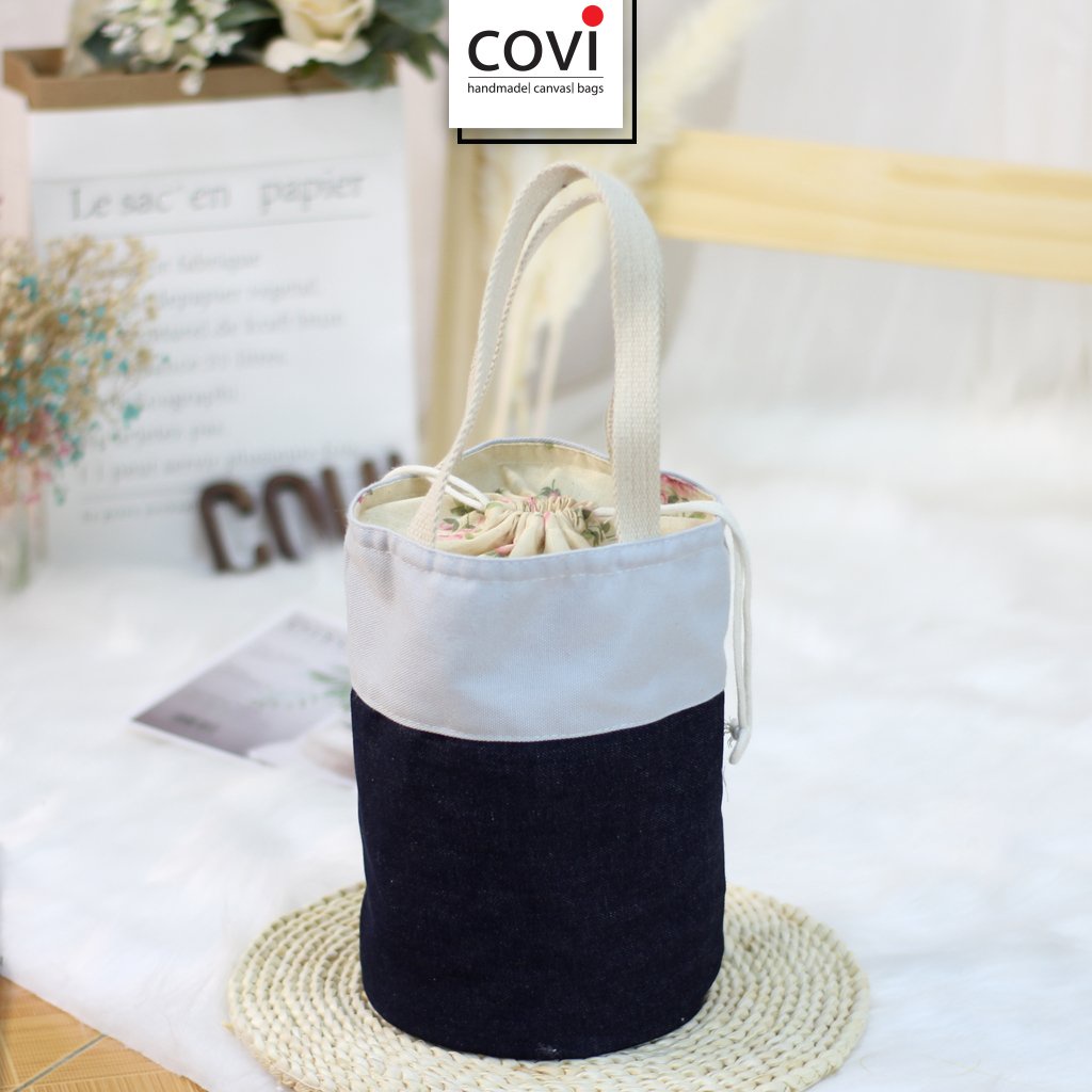 Túi cơm 2 màu Vải Canvas Thương Hiệu Covi