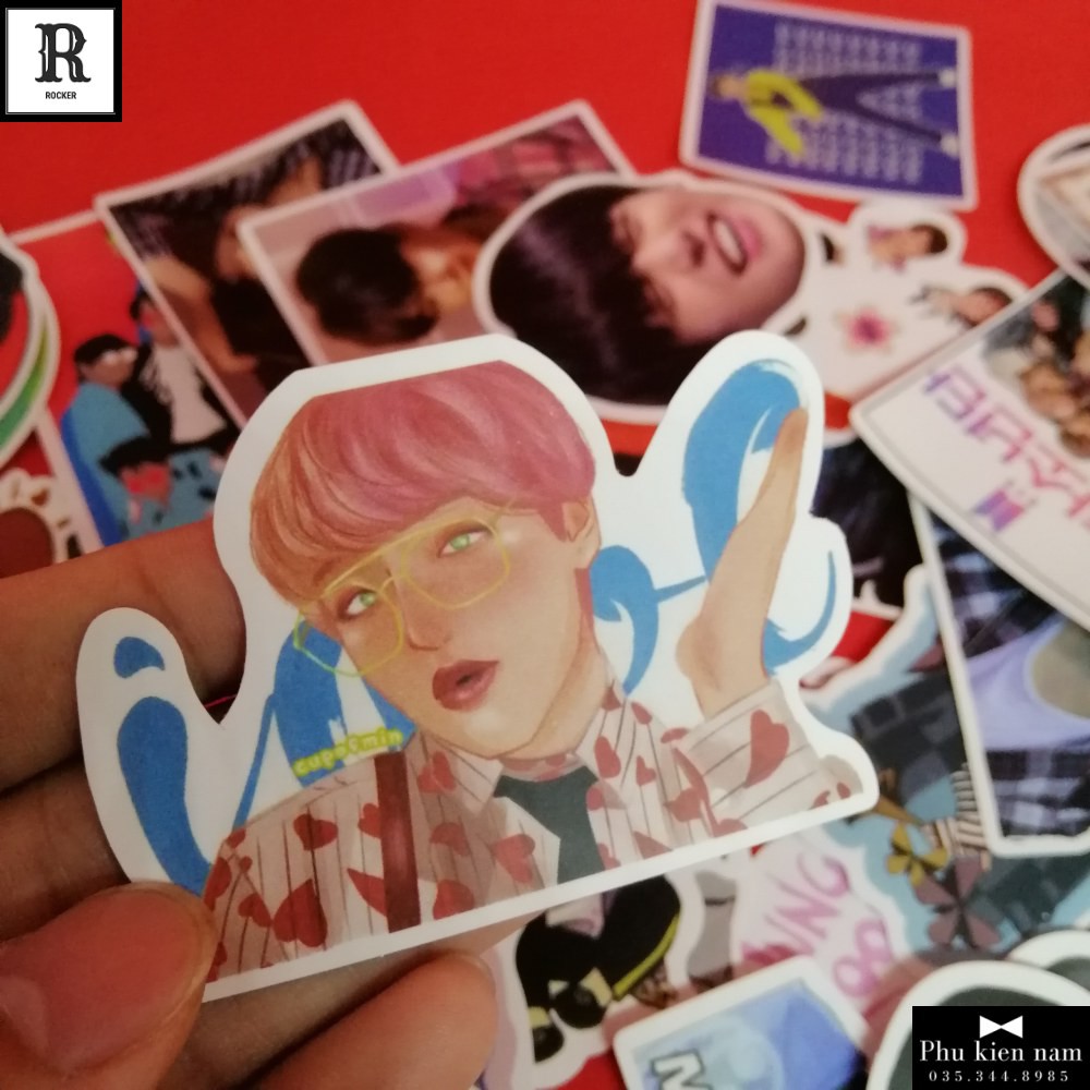 Sticker PVC BTS 80 Hình ST124 - Stickers Chống nước Dán Mũ bảo hiểm Vali Laptop Điện thoại Dán xe