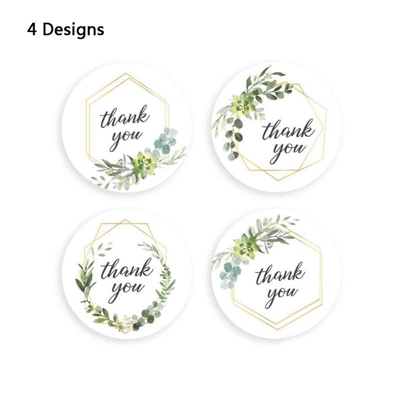 Cuộn 500 miếng dán 4 kiểu in chữ thank you trang trí sổ lưu niệm noel