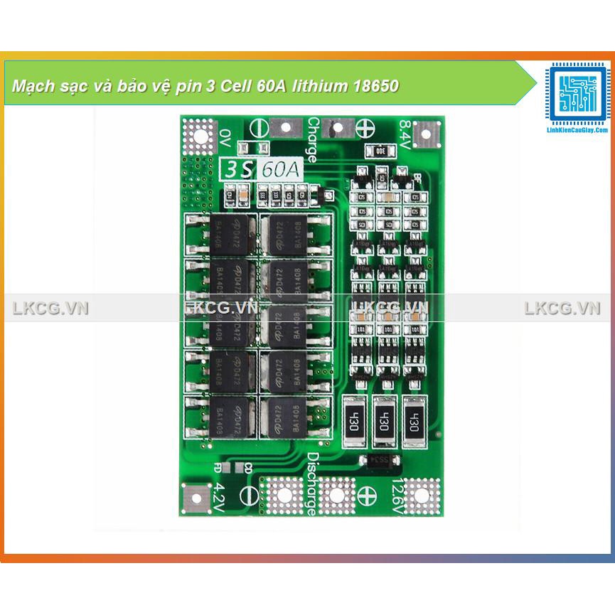Mạch sạc và bảo vệ pin 3 Cell 60A lithium 18650