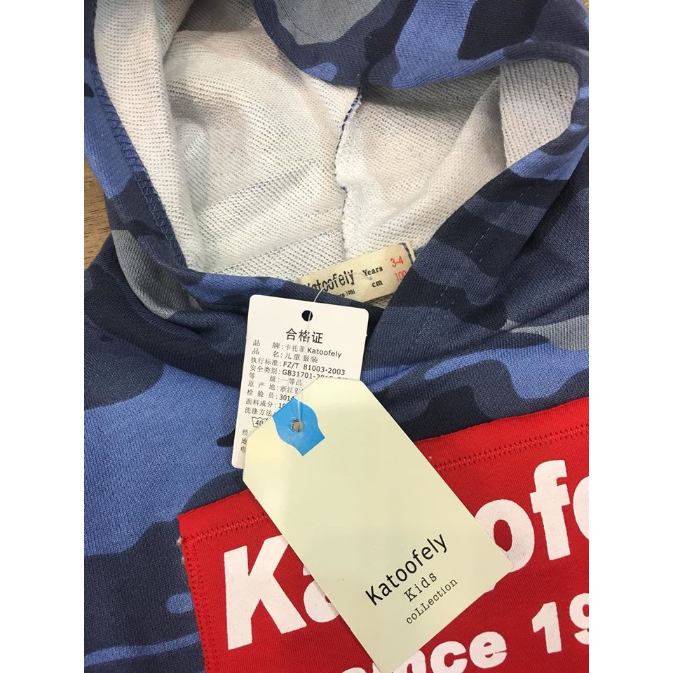 Áo nỉ da cá hoddie rằn ri bé trai
