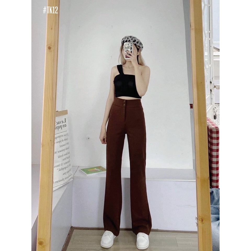 Quần tây ống loe nữ dáng dài, quần bas nữ thun co giãn 2 nút NPQUAN027