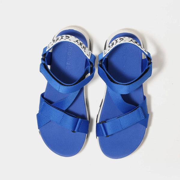 Giày Sandal Shondo Girly đế trắng phối đen quai xanh GIM0030