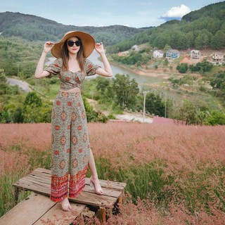 set thổ cẩm nơ eo họa tiết boho bohemian