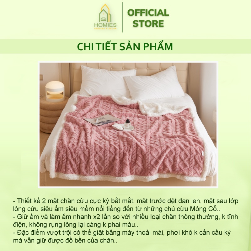 Chăn len lông cừu TAFURONG làm ấm nhanh, trọng lượng 2kg5 - Kích thước 2m x 2m3 mẫu mới nhất