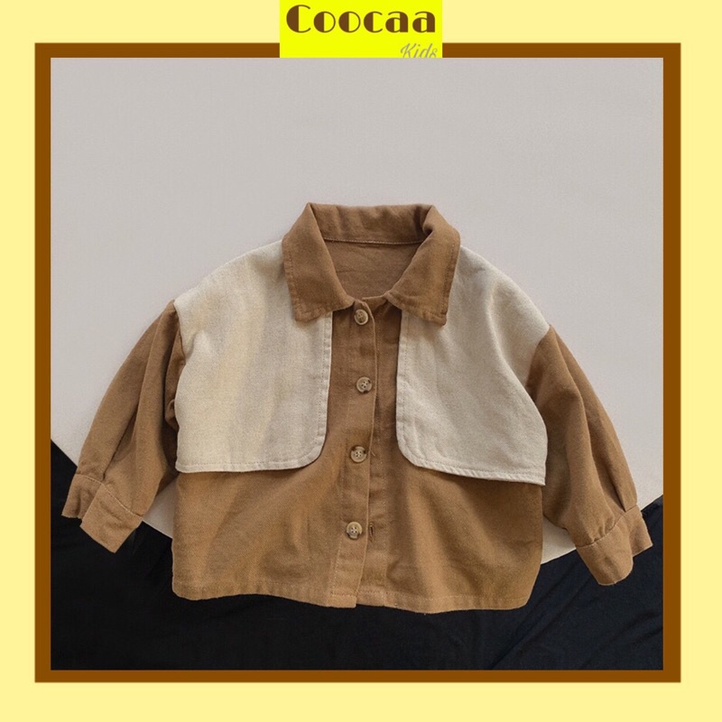 Áo sơ mi da cá phối màu Hàn Quốc cho bé trai bé gái size 80-130