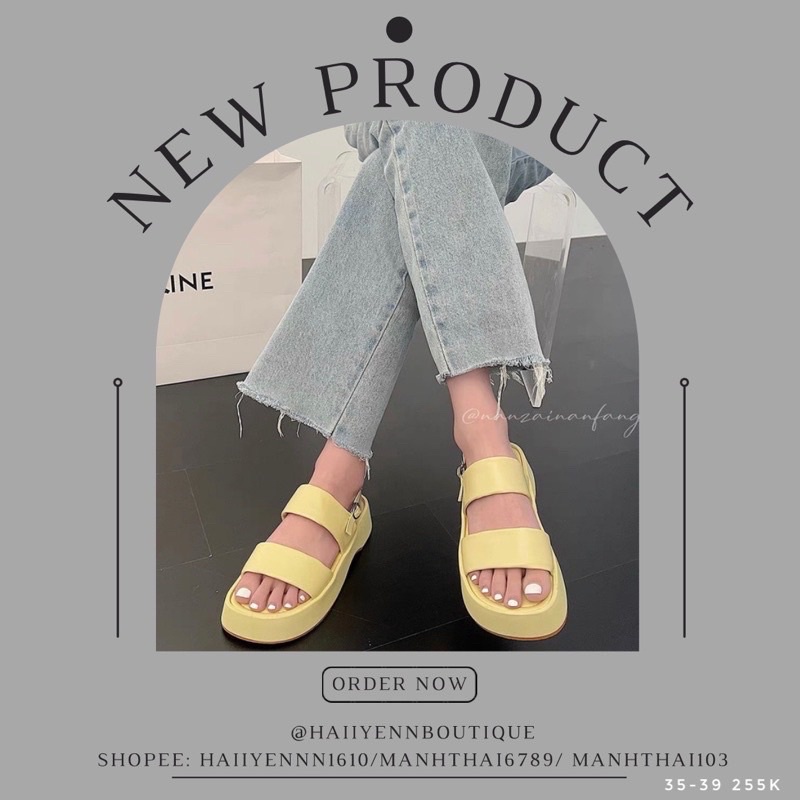 ORDER Sandal 2 quai ngang đế bánh mì 4cm ulzzang nữ Fullbox ( kèm video + ảnh thật )