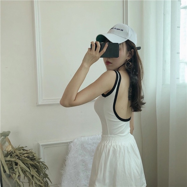 Áo 3 Lỗ Ulzzang Hở Lưng Phối Viền - 3 Màu Cực Hot | BigBuy360 - bigbuy360.vn