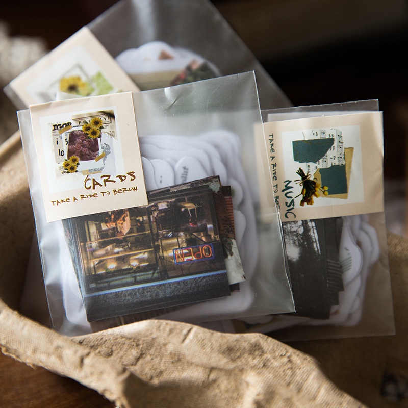 STI53 Bộ 40 nhãn dán Take a ride to Berlin  trang trí sổ tay DIY