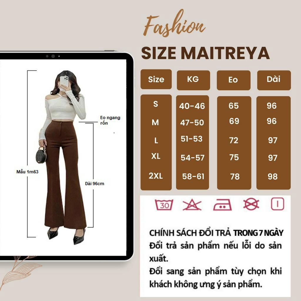 Quần tây ống loe vải đẹp vitext lưng cạp cao 1 cúc bo trên dáng cao chuẩn form siêu dài MAITREYA 833