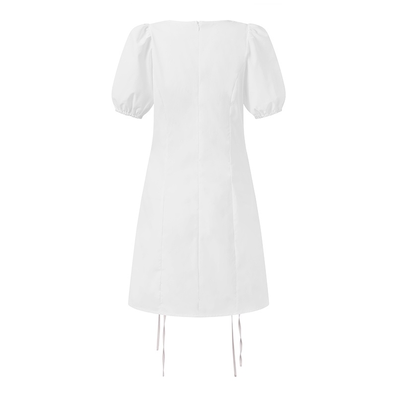 Đầm mini ZANZEA cổ vuông tay phồng lưng cao phối dây rút thời trang Hàn Quốc cho nữ