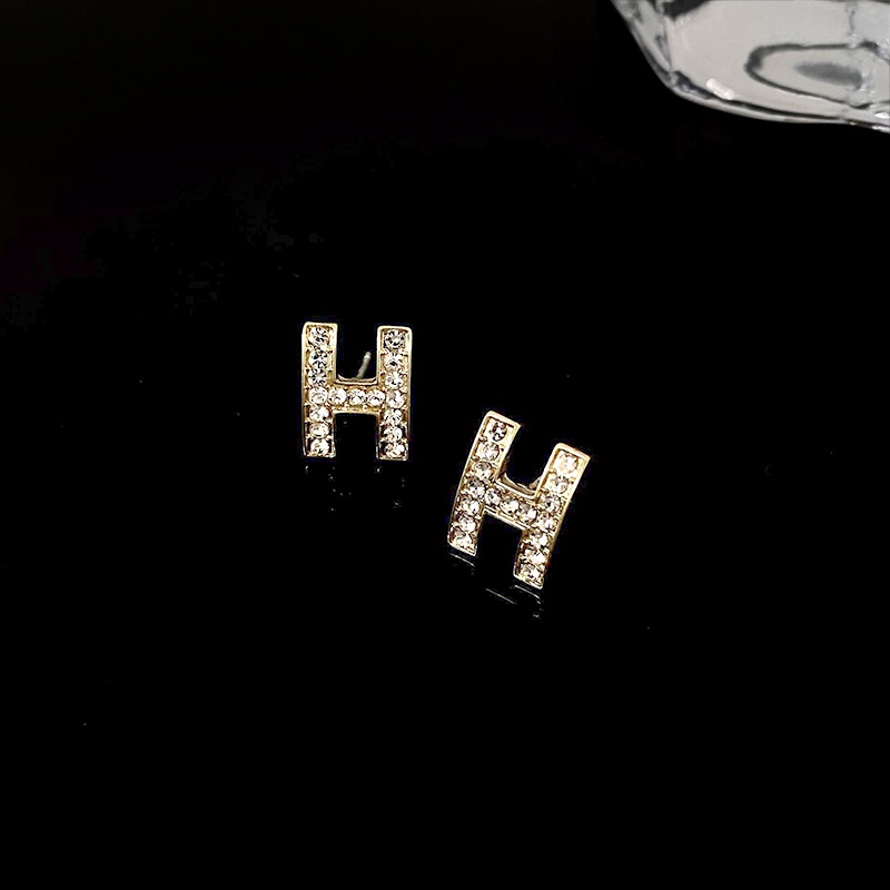 Bông tai có hình chữ cái đính đá ngọc trai nhân tạo hợp thời trang