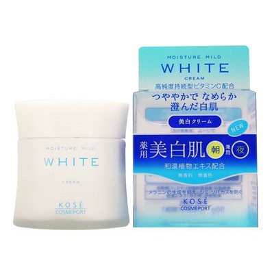 Kem dưỡng trắng da ban đêm Kose Moisture Mild White Cream 55g - Japan