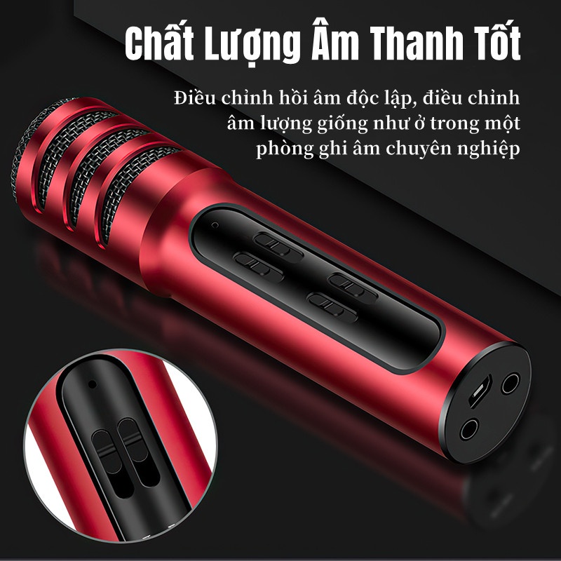 【Tặng tai nghe】 Micro Karaoke C7 Thu Âm Hát Karaoke Livestream 3 in 1 , Loại 1 đủ phụ kiện Micro cầm tay