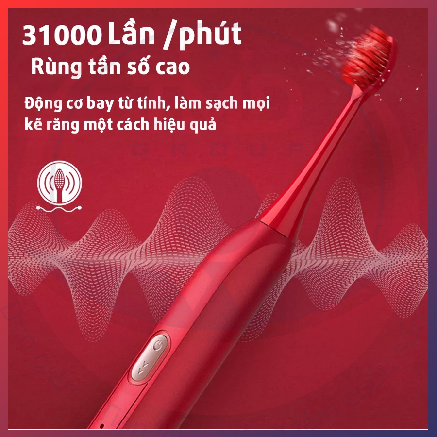 Bàn chải đánh răng điện Sonic TMD GROUP  Loại bỏ mảng bám và vi khuẩn hiệu quả / Nhanh chóng, an toàn