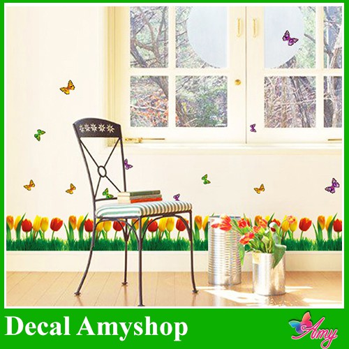 Decal dán chân tường [GIÁ SĨ] Hoa tulip - DCT008