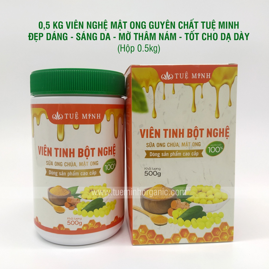 Viên Nghệ Mật Ong Tuệ Minh Đẹp Dáng - Sáng Da - Mờ Thâm Nám - Tốt Cho Dạ Dày Hộp 0,5kg